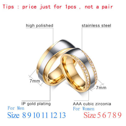 Vnox Wedding Rings for Women Men Promise Lover Valentine&