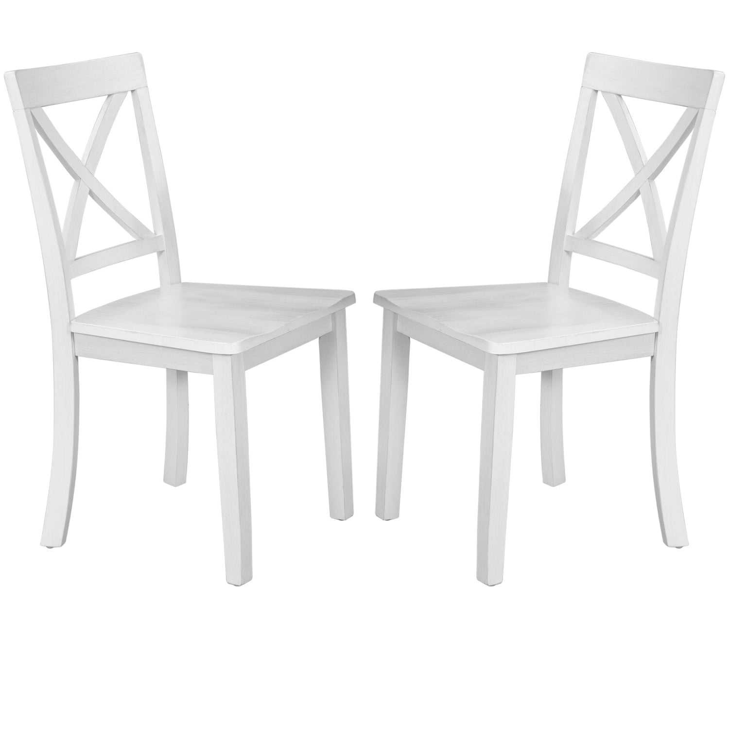 Orisfur 5 Pieces Dining Table and Chairs Set for 4 Persons Kitchen Room Solid Wood Table with 4 Chairs MDF + White + Solid Wood
