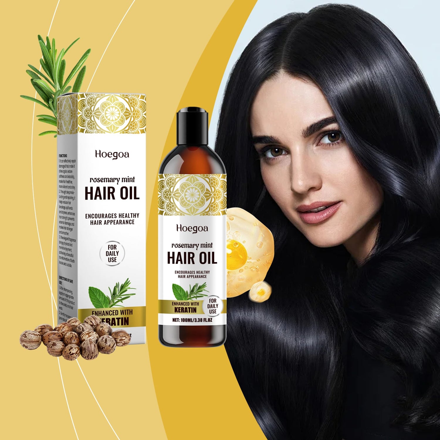 Rosemary Mint Hair Care Oil Hydrating Hair Care Soft Nourishing Hydrating Daily Massage Hair Care Oil