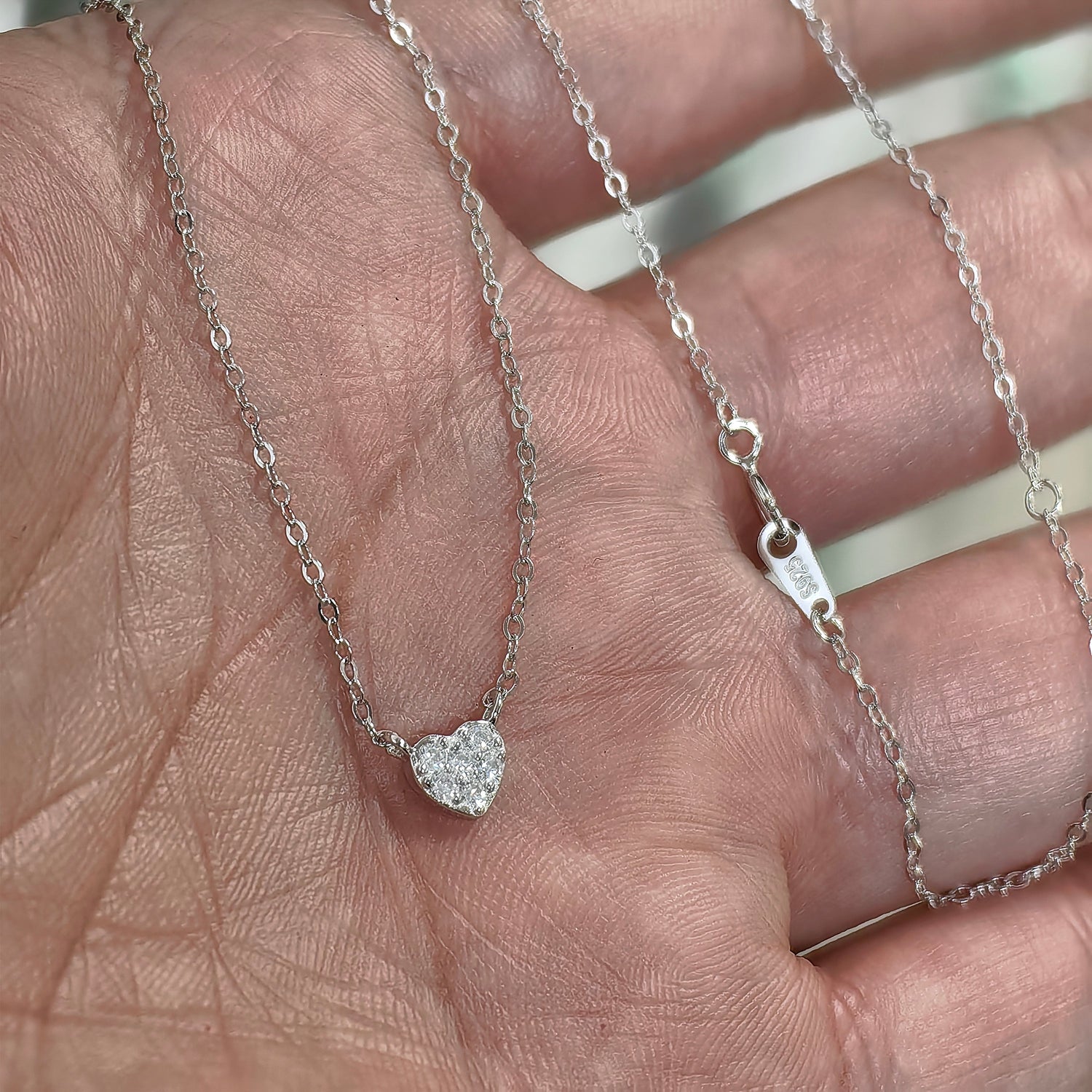 S925 pure silver plated with 14K gold mini heart necklace women&