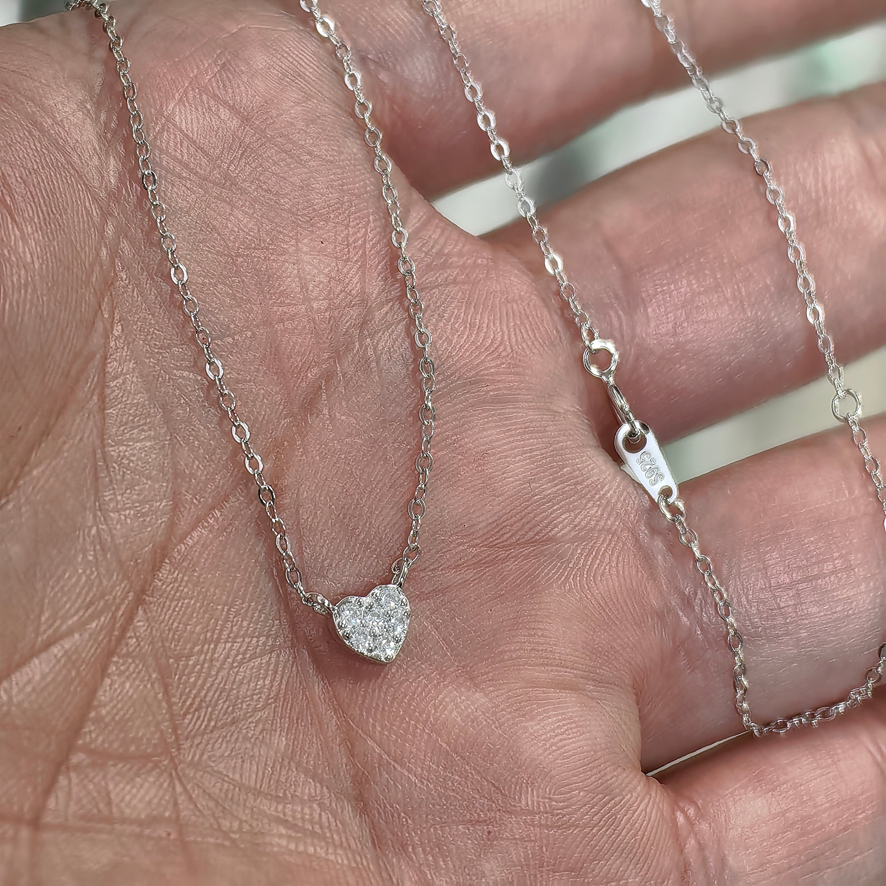 S925 pure silver plated with 14K gold mini heart necklace women&