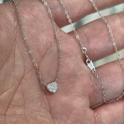 S925 pure silver plated with 14K gold mini heart necklace women&