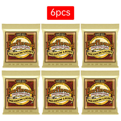 6 sets of Ernie Ball Slinky guitar strings (models 2003, 2215, 2223, 2221, nickel - wound) for electric &amp; acoustic guitars