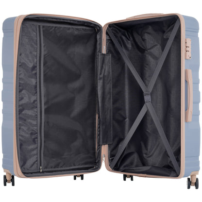 Luggage Sets New Model Expandable ABS Hardshell 3pcs Clearance Luggage (light blue and golden)