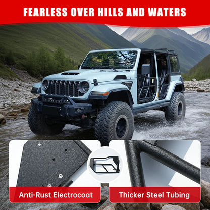 Jeep Tube Doors for Wrangler JL &amp; Gladiator JT (2018-2024) - 4-Pc Set w/Mirrors