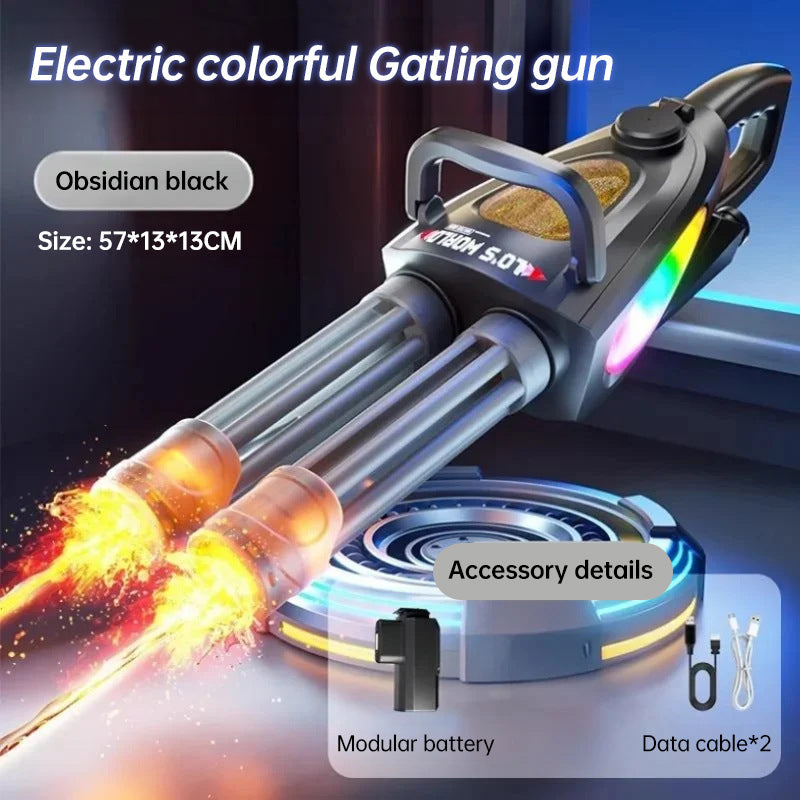 Electric LED Rotating Gatling Water Gun - Auto-Spray Blaster for Kids &amp; Adults (Summer Pool Toy)