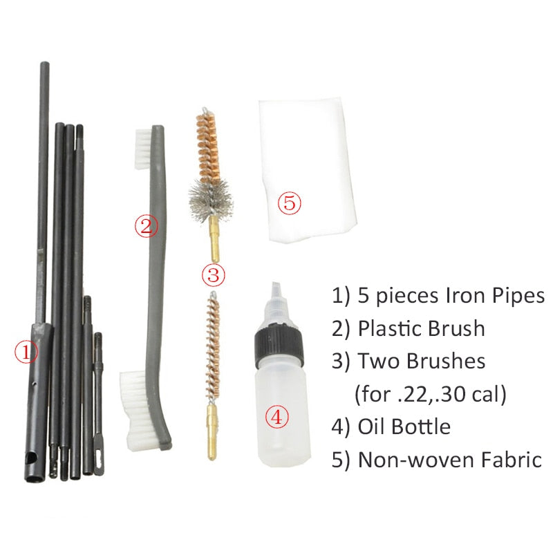 Airsoft M4 M16 Rifle Gun Cleaning Kit 10 Pieces .22 .30cal 5.56mm Brushes Set Clean Rod Convenient Nylon Case Hunting Accessory