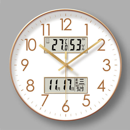 2025 New 10/12/14 - inch Electronic Calendar Wall Clock. Monitors temp &amp; humidity. Dual - display. Mute. Quartz movement.