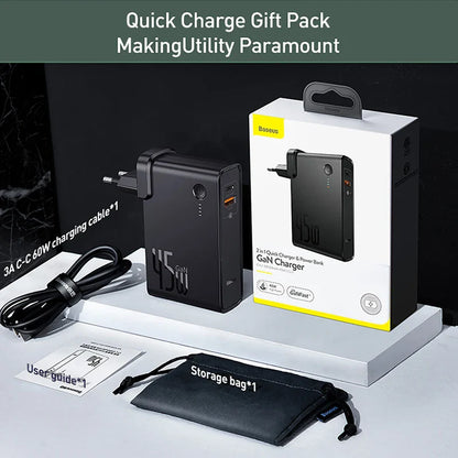 Baseus GaN Power Bank Charger 10000mAh 45W USB C PD Fast Charging 2 in 1 Charger &amp; Battery as One ForiP 11 Pro Laptop ForXiaomi