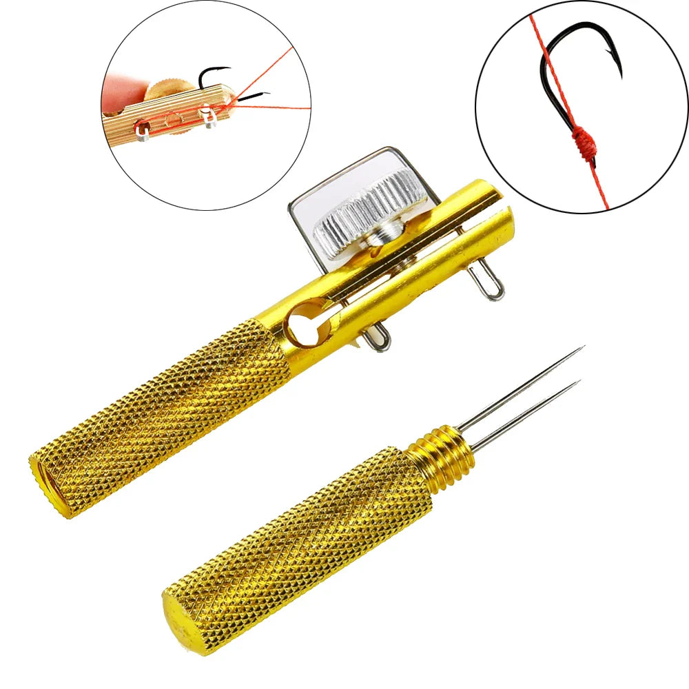 Full Metal Fishing Hook Knotting Tool &amp; Tie Hook Loop Making Device &amp; Hooks Decoupling remover Carp Fishing Accessory