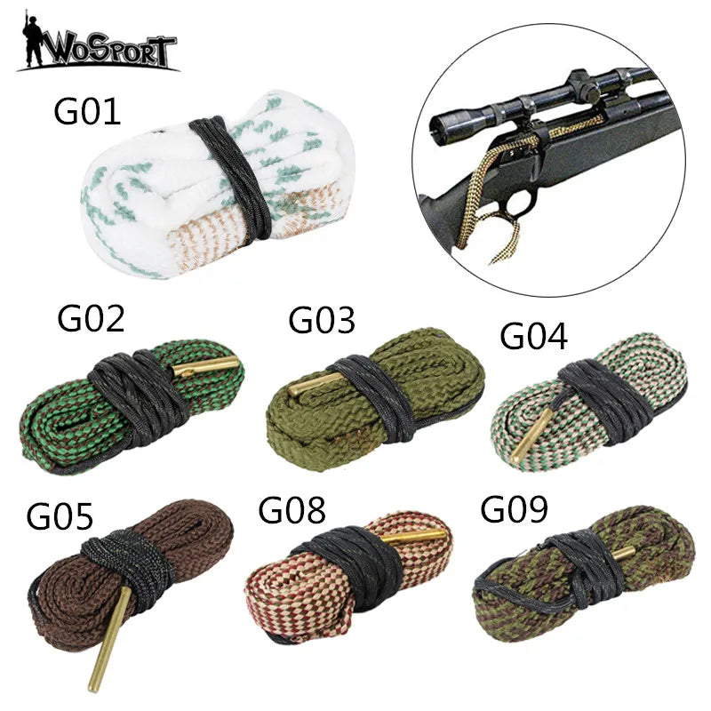 Hunting Gun Bore Cleaner Snake.22 Cal.223 Cal.38 Cal&amp; 5.56mm,7.62mm,12GA Rifle Cleaning Kit Tool Rifle Barrel Calibre Snake Rope