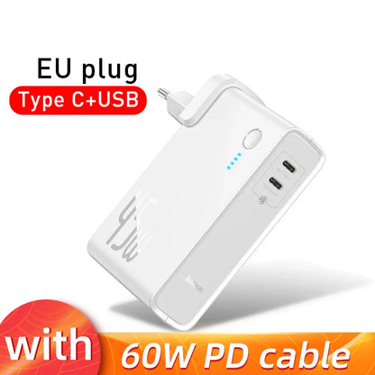 Baseus GaN Power Bank Charger 10000mAh 45W USB C PD Fast Charging 2 in 1 Charger &amp; Battery as One ForiP 11 Pro Laptop ForXiaomi