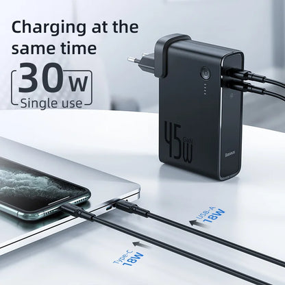 Baseus GaN Power Bank Charger 10000mAh 45W USB C PD Fast Charging 2 in 1 Charger &amp; Battery as One ForiP 11 Pro Laptop ForXiaomi