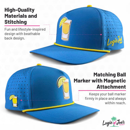 Missing Milk Golf Hat | Snapback Cap | Built-in Magnetic Ball Marker Holder + Marker Included | Missing Golf Ball | Adjustable Red