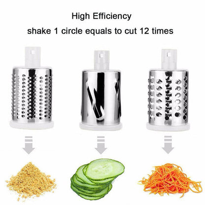 5-in-1 Cheese Grater: Gourmet, Rotary with Hand Crank, 10 Blades (3 Blades-C), for Cheese &amp; Vegetable Slicing.
