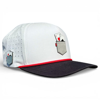 Pocket Aces Golf Hat | Snapback Cap | Built-in Magnetic Ball Marker Holder + Marker Included | Adjustable Gray &amp; Black
