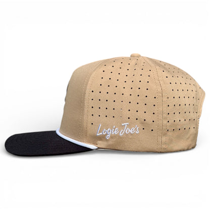 Hunting Birdies Golf Hat | Snapback Cap | Built-in Magnetic Ball Marker Holder + Marker Included | Adjustable Tan &amp; Black