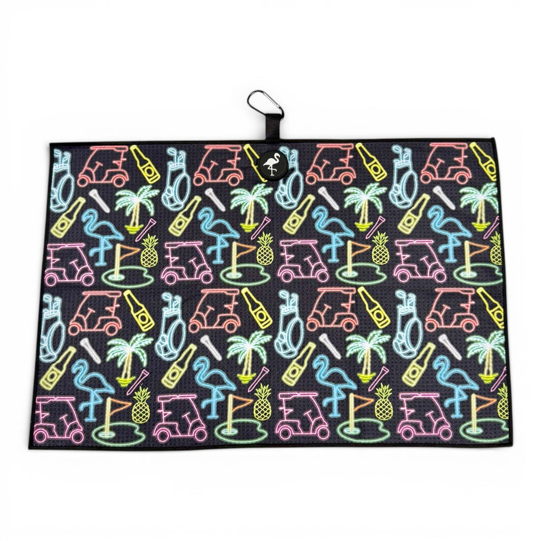 Miami Slice Golf Towel | Premium Double-Sided Microfiber | Heavy-Duty Magnetic Towel with Carabiner Clip | 24 x 16 in