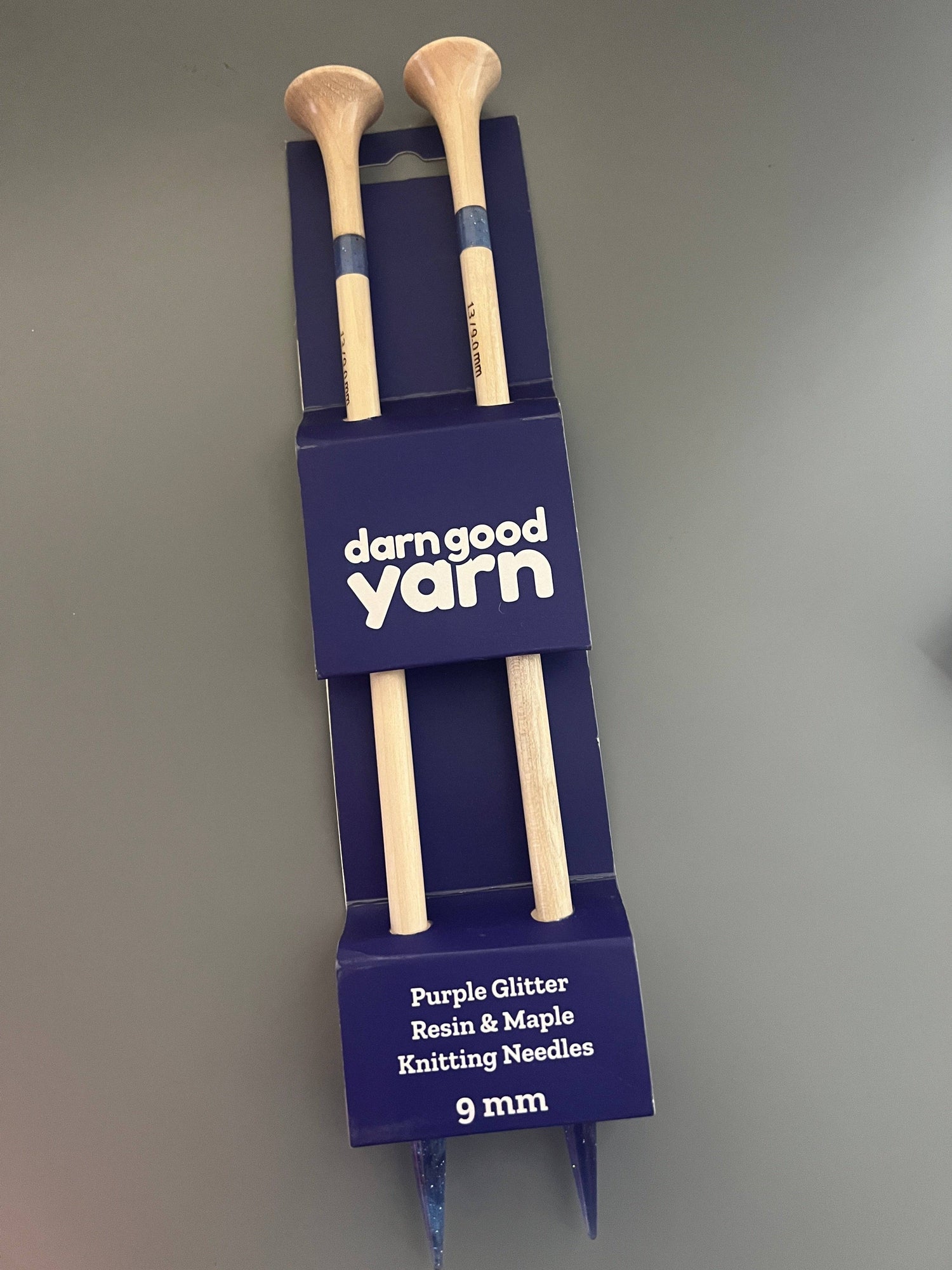 Purple Glitter Resin &amp; Maple Knitting Needles