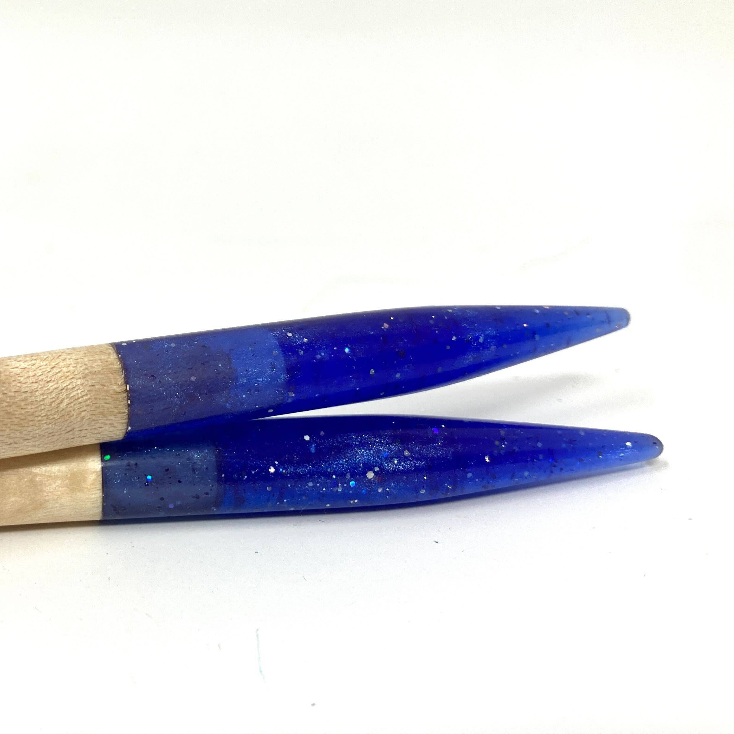 Purple Glitter Resin &amp; Maple Knitting Needles