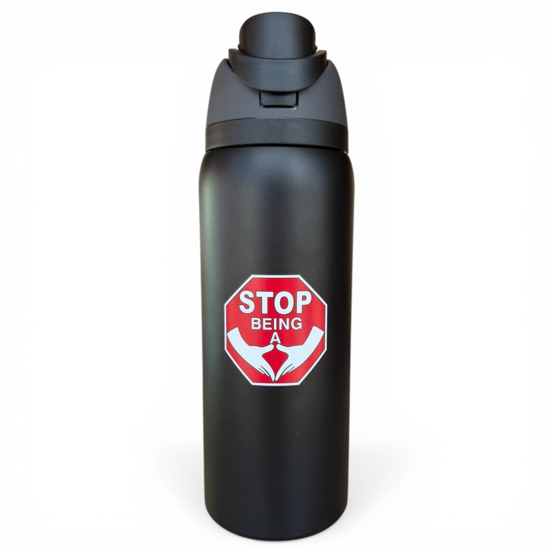 Hydration Bottle – Stop Sign | 32oz Insulated Stainless Steel | Flip Straw Lid w/ Handle