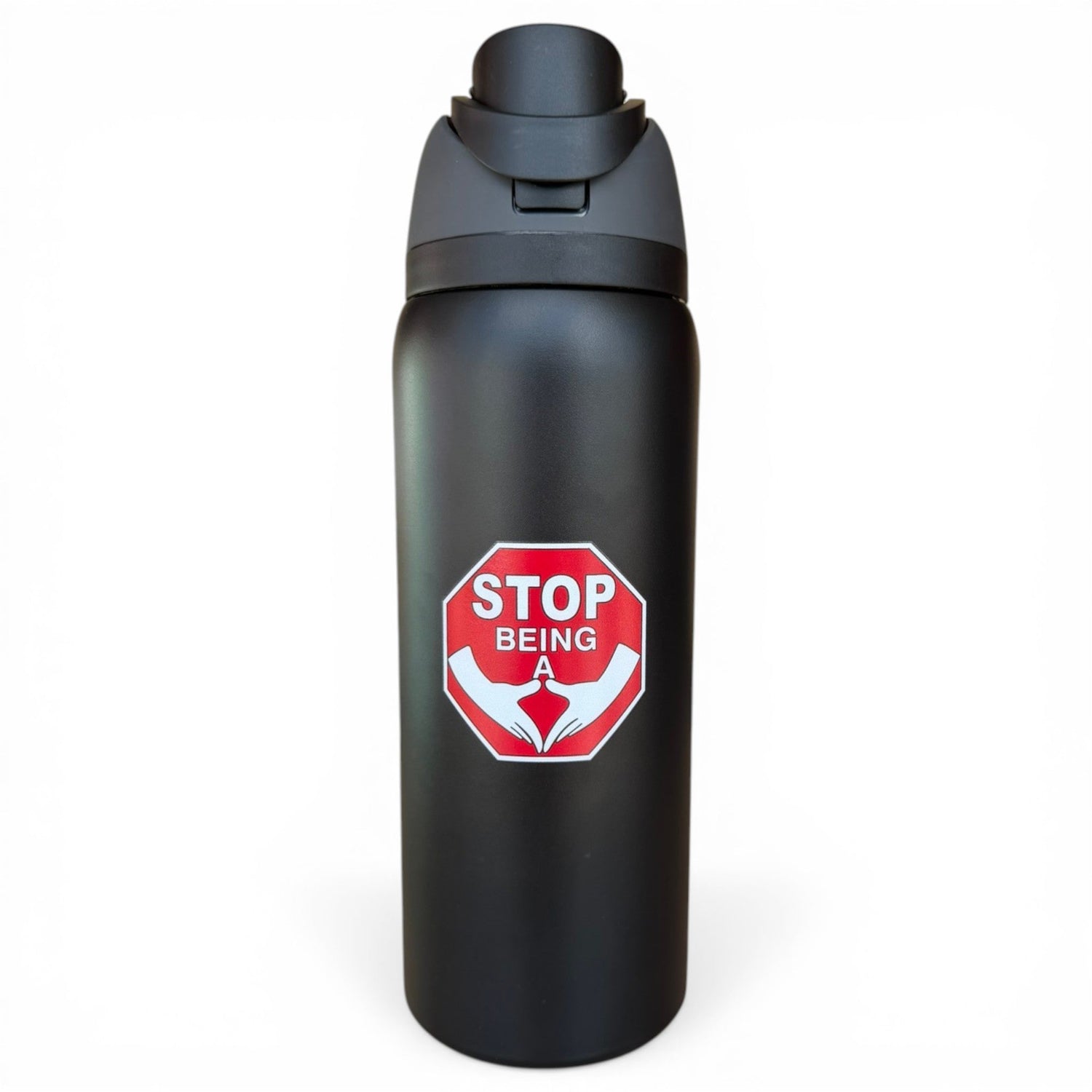 Hydration Bottle – Stop Sign | 32oz Insulated Stainless Steel | Flip Straw Lid w/ Handle