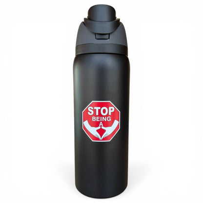 Hydration Bottle – Stop Sign | 32oz Insulated Stainless Steel | Flip Straw Lid w/ Handle