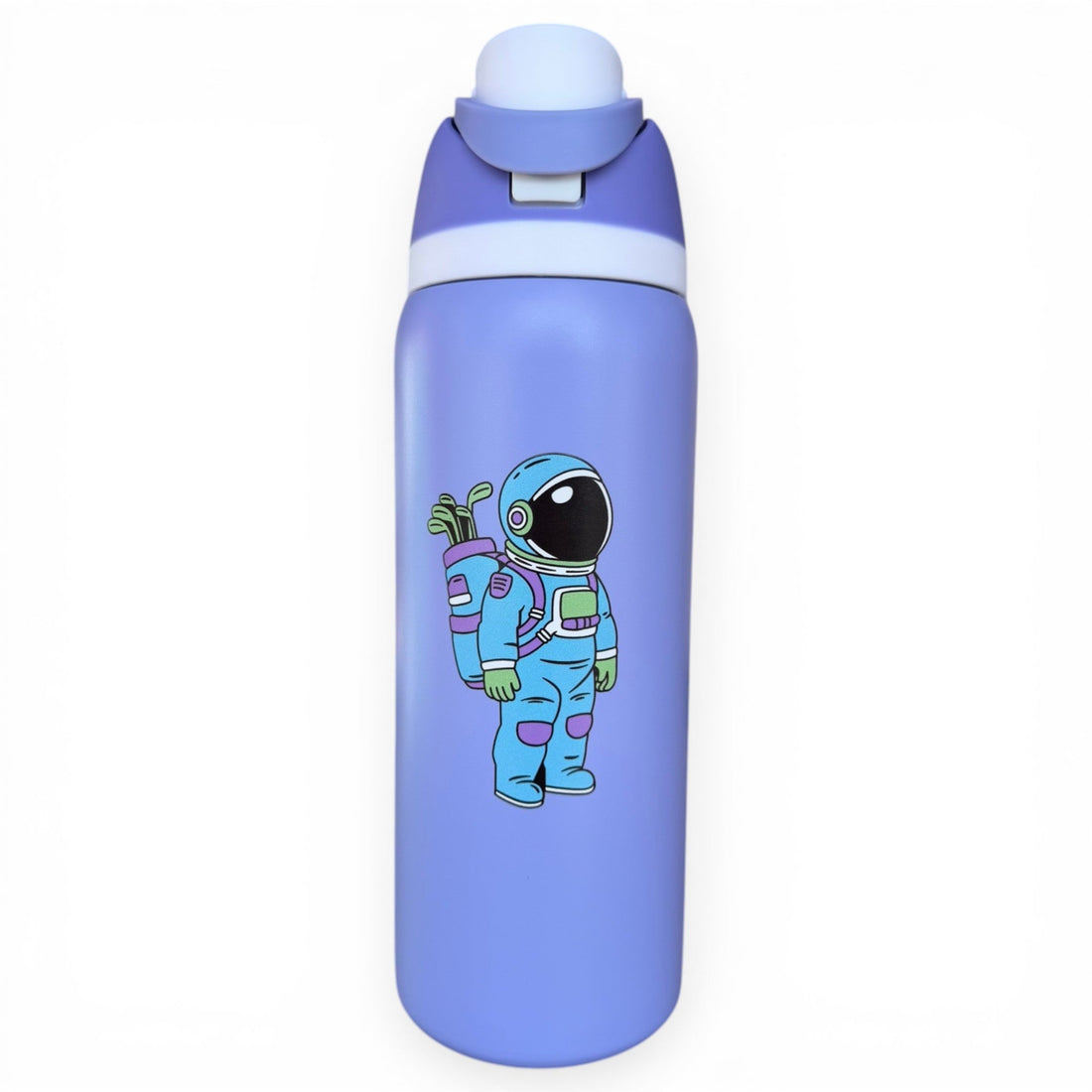 Hydration Bottle – Astronaut Walker | 32oz Insulated Stainless Steel | Flip Straw Lid w/ Handle