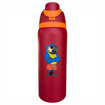 Hydration Bottle – Parrot | 32oz Insulated Stainless Steel | Flip Straw Lid w/ Handle