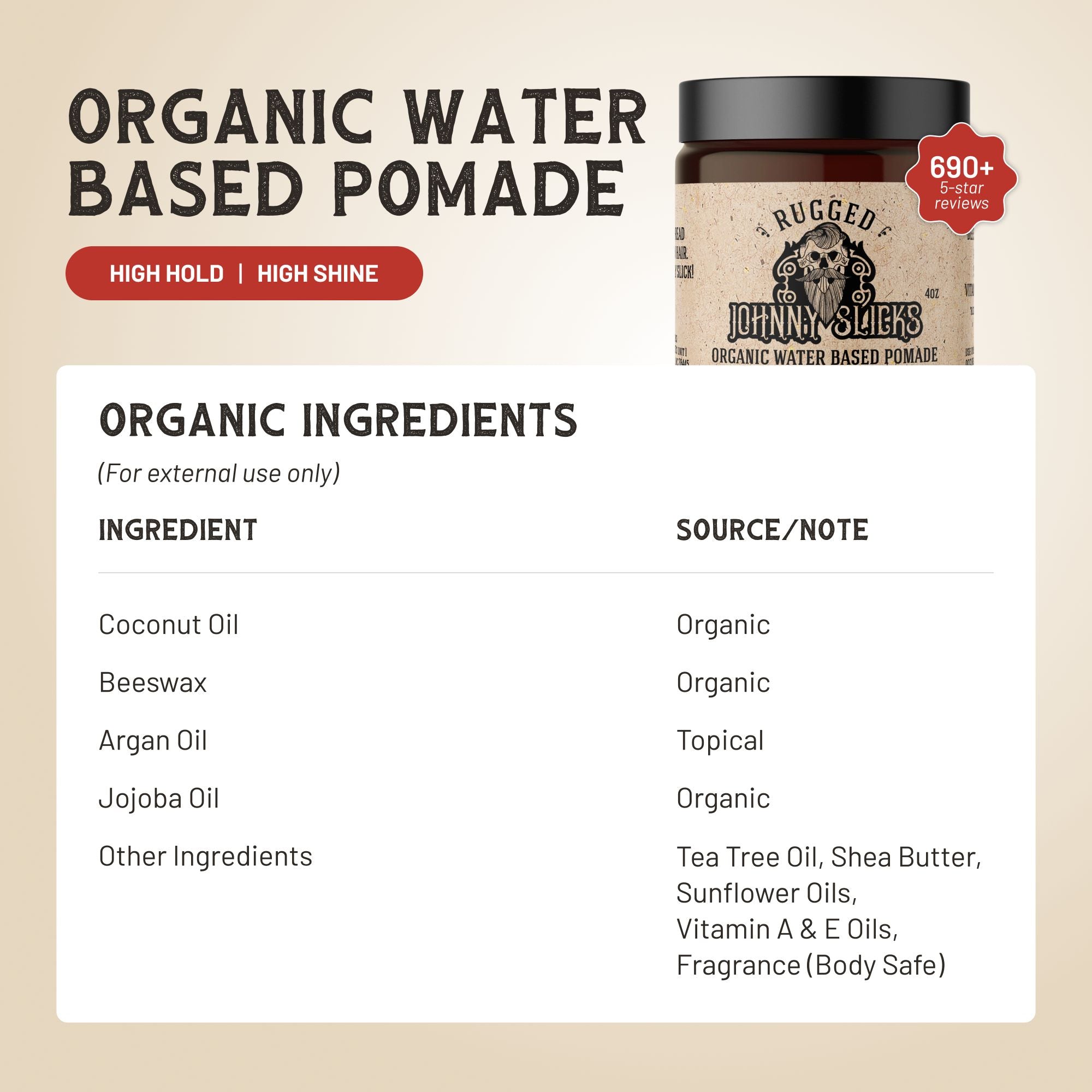 Organic Water Pomade
