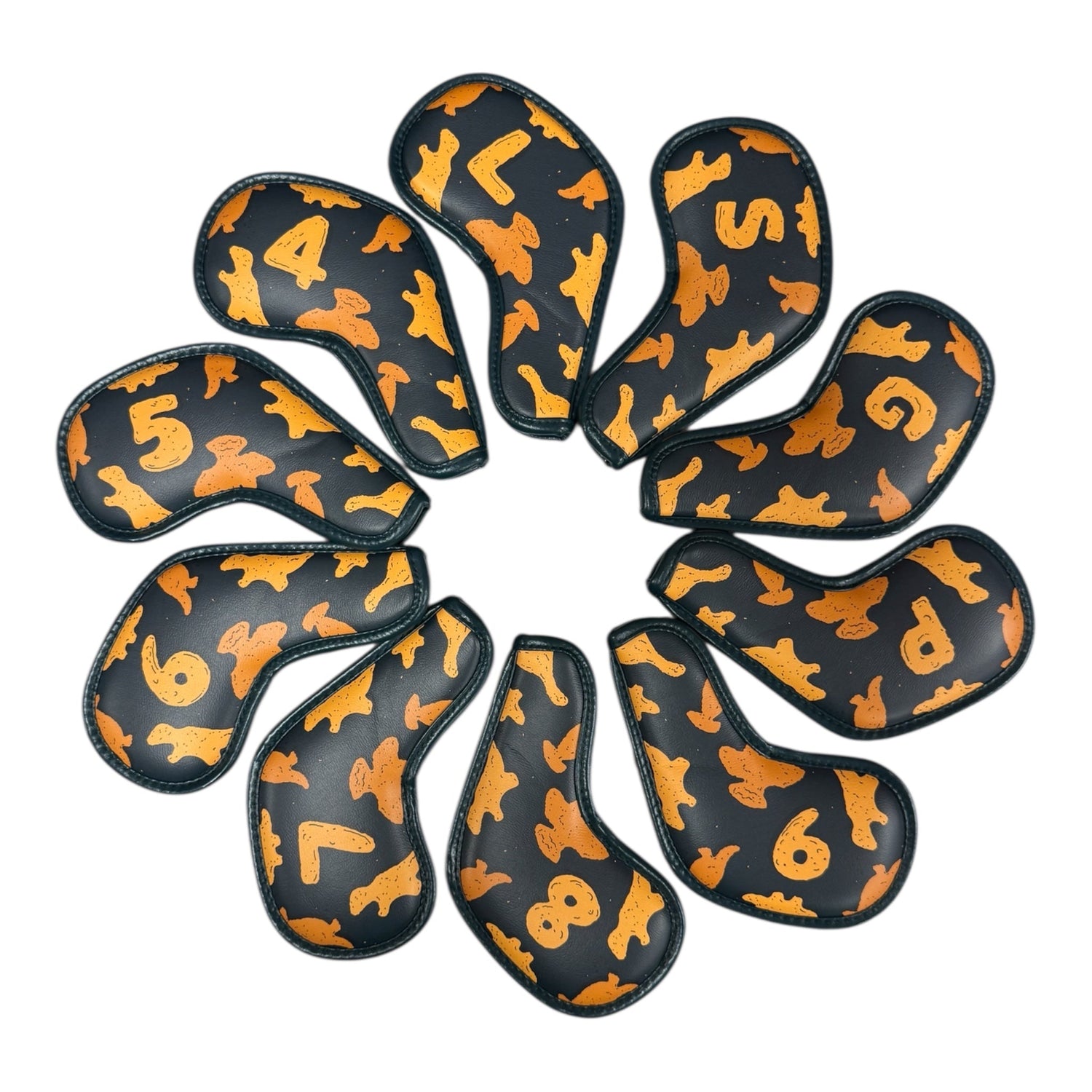 Dino Nugget Iron Covers Set | Magnetic Closure | 10-Piece Iron Headcover Set (4–9, P, G, S, L) | Premium PU Leather