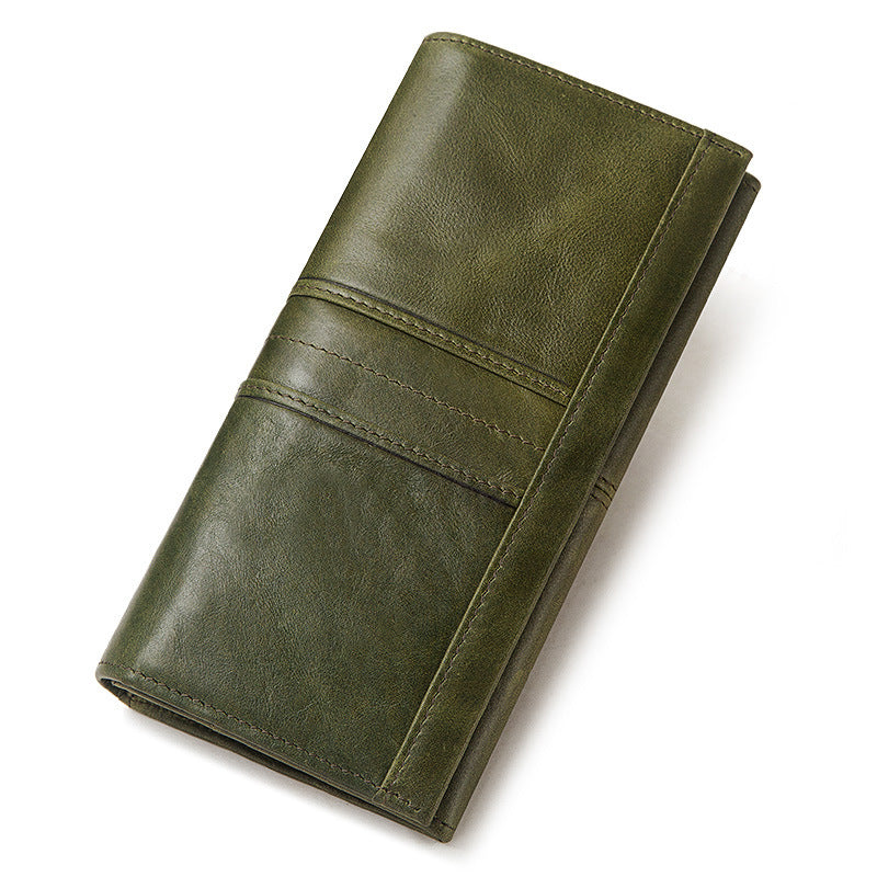 Anti-Theft Brushed Genuine Leather Ladies Wallet Top Layer Cowhide Long Women&