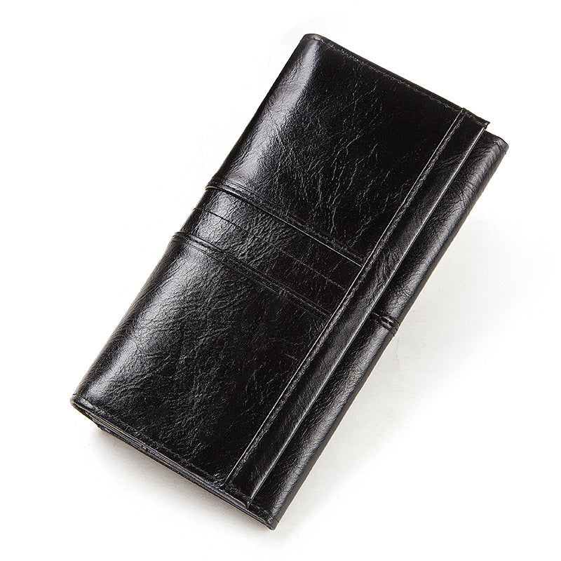 Anti-Theft Brushed Genuine Leather Ladies Wallet Top Layer Cowhide Long Women&