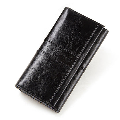 Anti-Theft Brushed Genuine Leather Ladies Wallet Top Layer Cowhide Long Women&