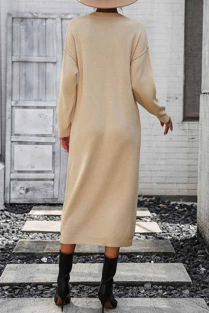 Button knit sweater dress fashionable temperament commuting women&