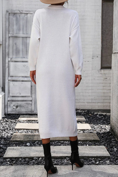 Button knit sweater dress fashionable temperament commuting women&