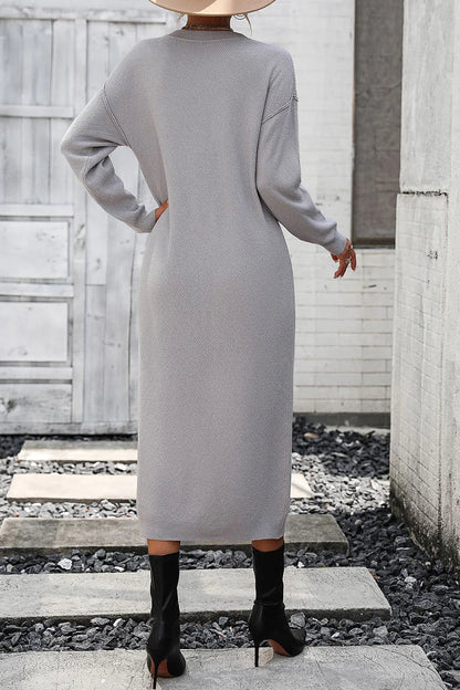 Button knit sweater dress fashionable temperament commuting women&