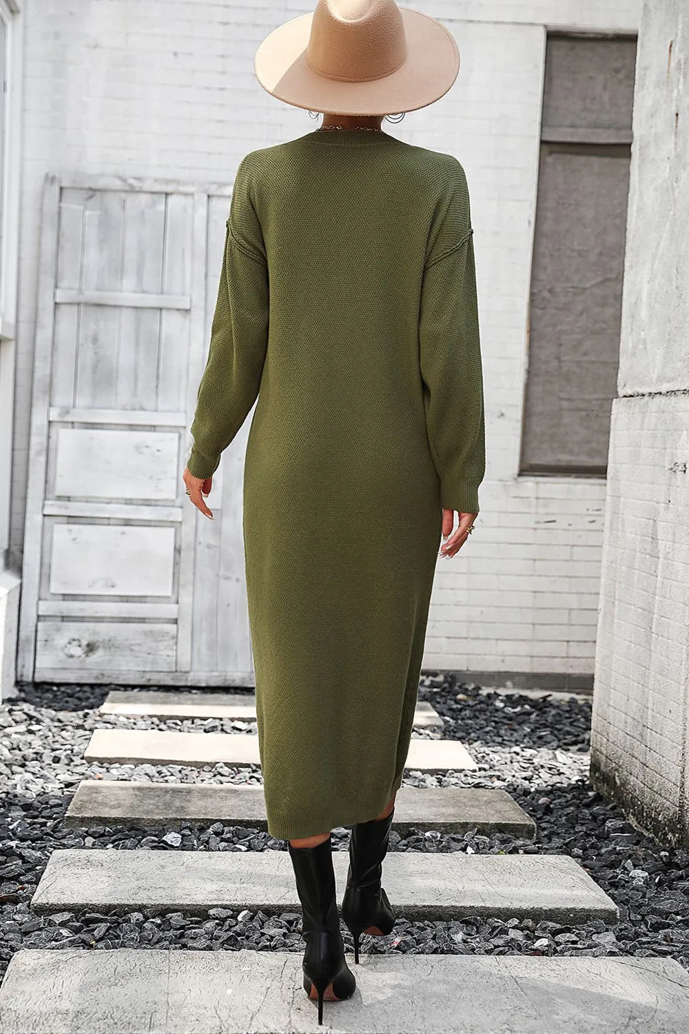 Button knit sweater dress fashionable temperament commuting women&