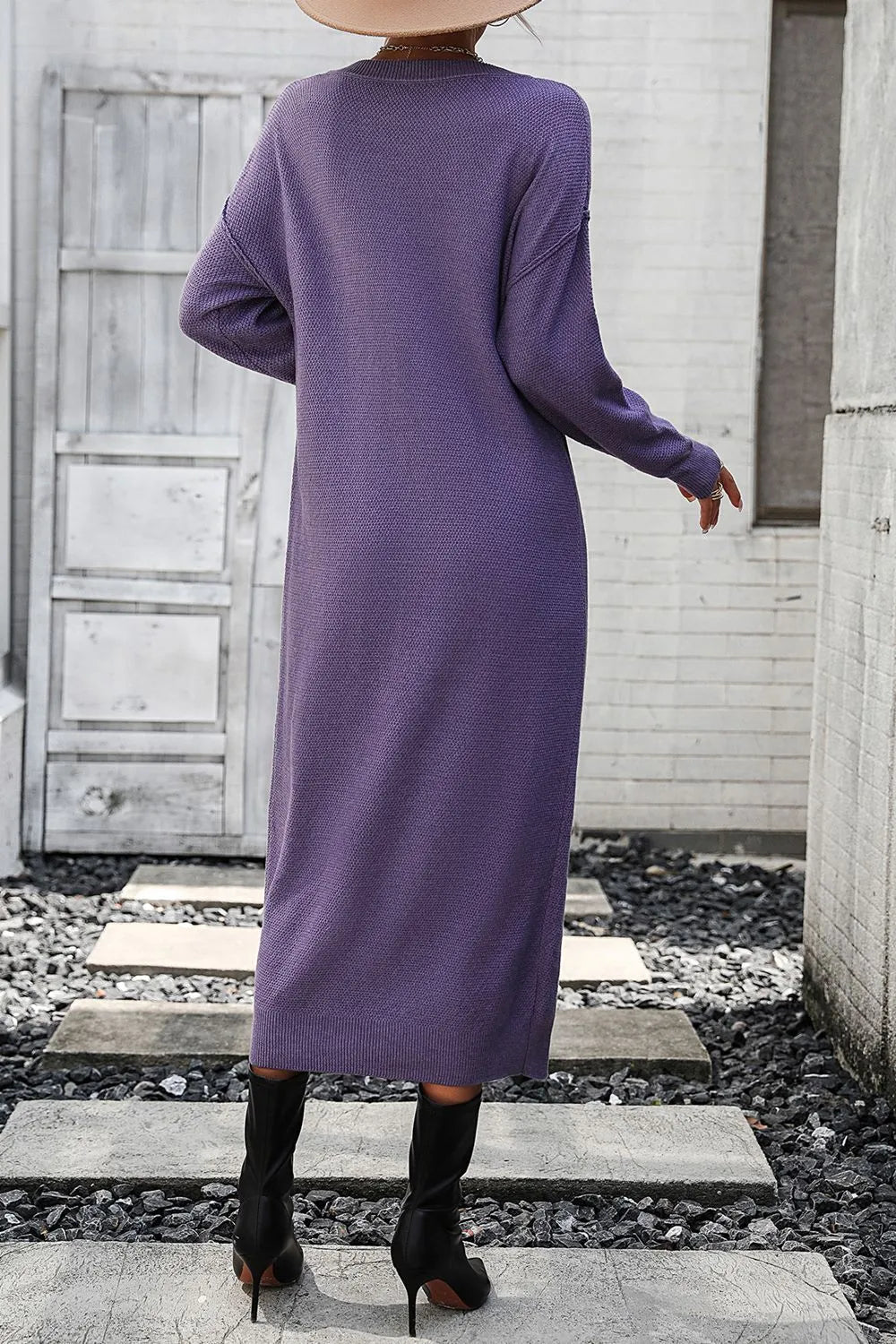 Button knit sweater dress fashionable temperament commuting women&
