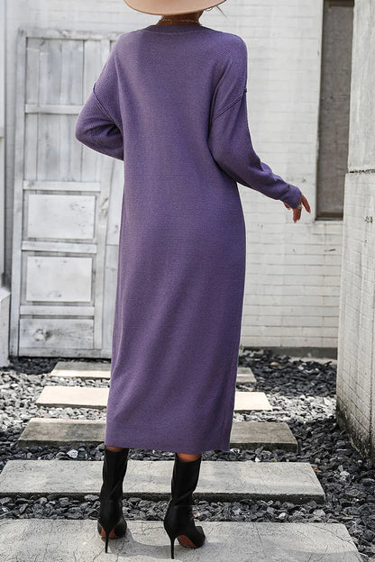 Button knit sweater dress fashionable temperament commuting women&