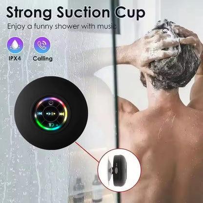 AquaBeat Mini: Waterproof LED Bluetooth Speaker with Powerful Sound &amp; Suction Cup Mount