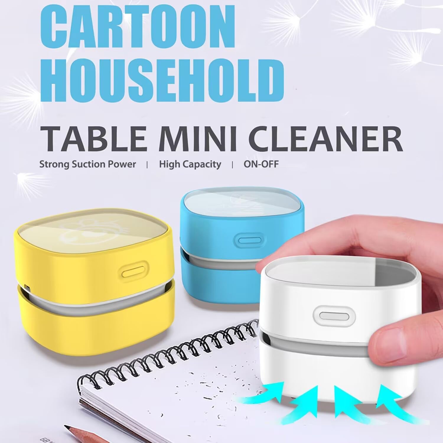Desktop Vacuum Cleaner, Mini Table Dust Sweeper Energy Saving,High Endurance up to 90 Mins,Cordless&amp;360º Rotatable Design for Keyboard/Home/School/Office(White)