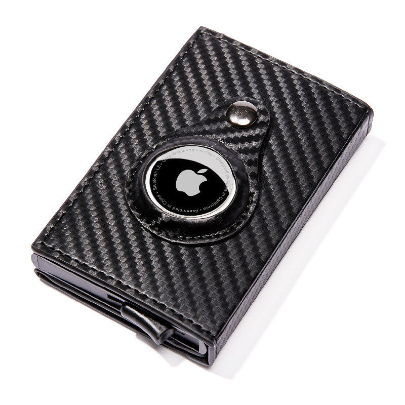 Carbon Fiber Pattern Magnetic Buckle Card Bag Airtag Tracker Multi-Function Card Bag Men&