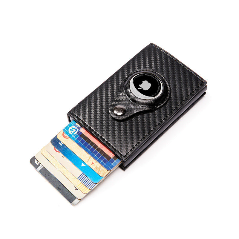 Carbon Fiber Pattern Magnetic Buckle Card Bag Airtag Tracker Multi-Function Card Bag Men&