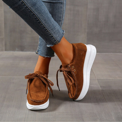 Casual sports single shoe round toe lace up flat bottom comfortable mesh women&