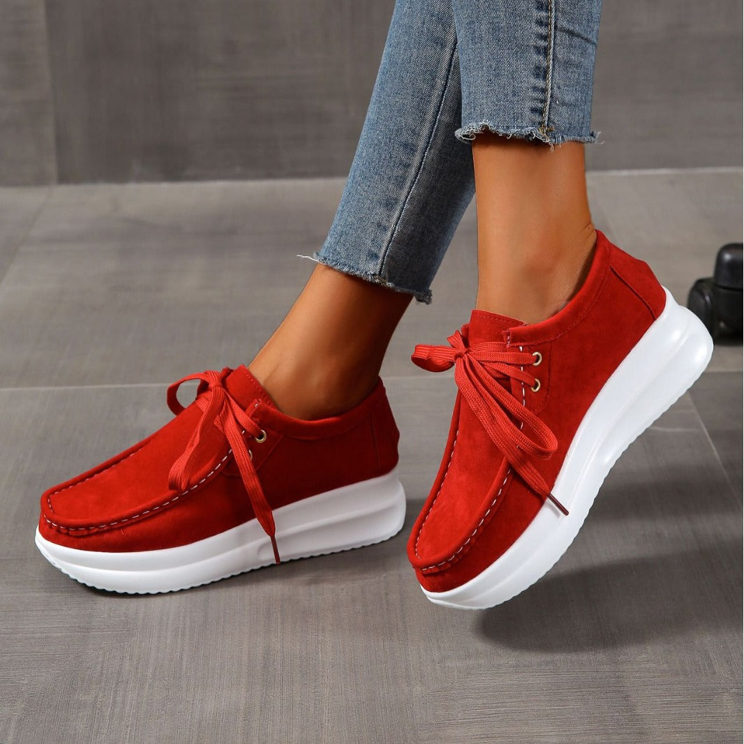 Casual sports single shoe round toe lace up flat bottom comfortable mesh women&
