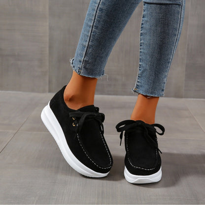 Casual sports single shoe round toe lace up flat bottom comfortable mesh women&
