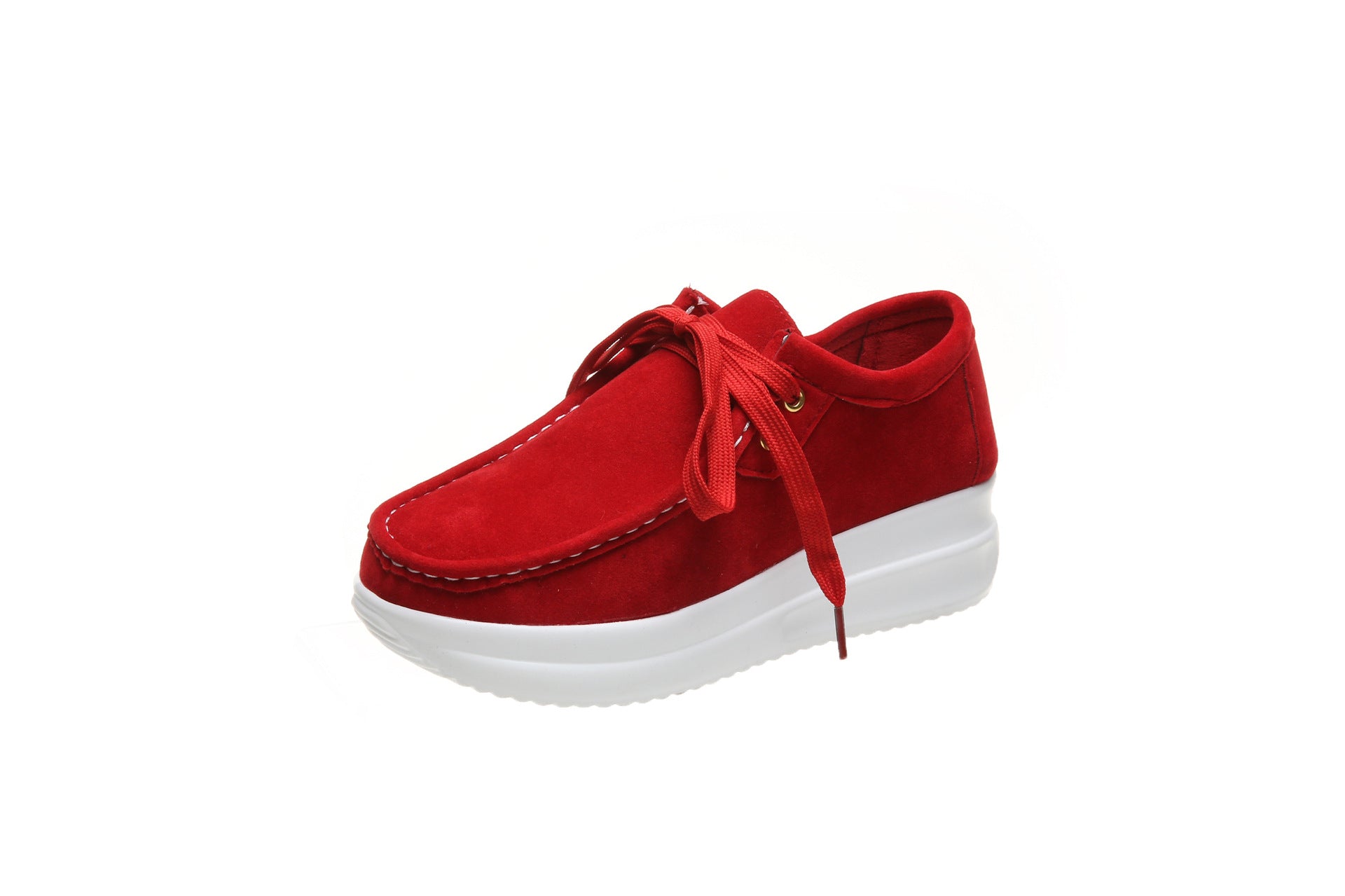 Casual sports single shoe round toe lace up flat bottom comfortable mesh women&
