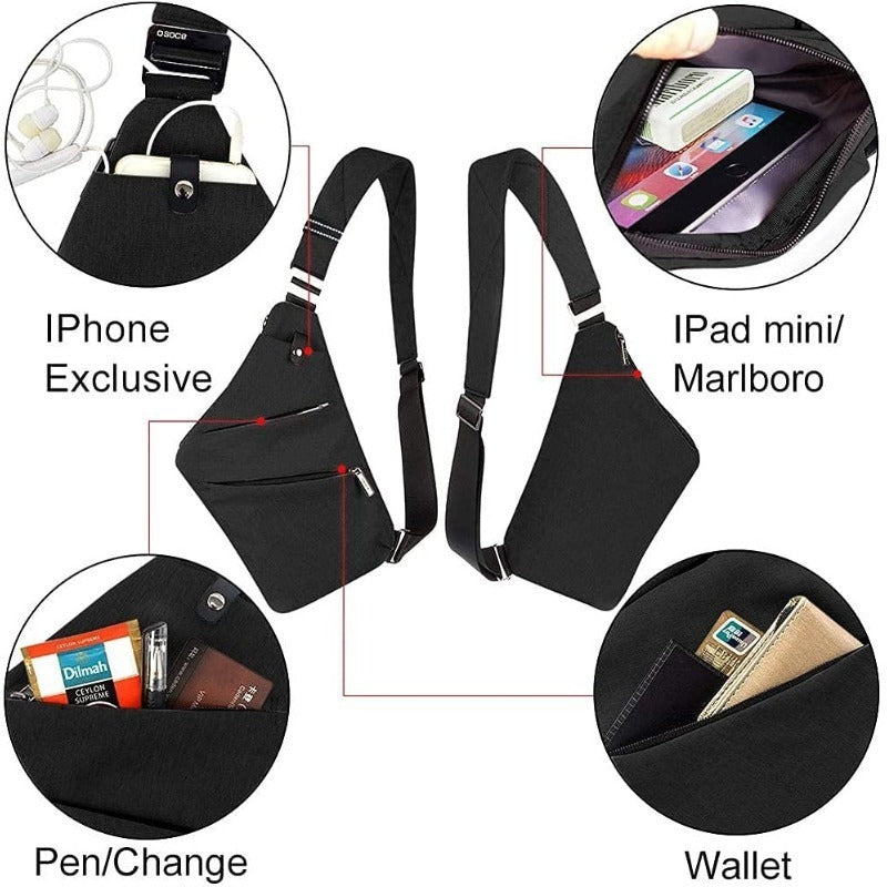 Chest bag casual bag black shoulder lightweight anti-theft outdoor sports travel men&