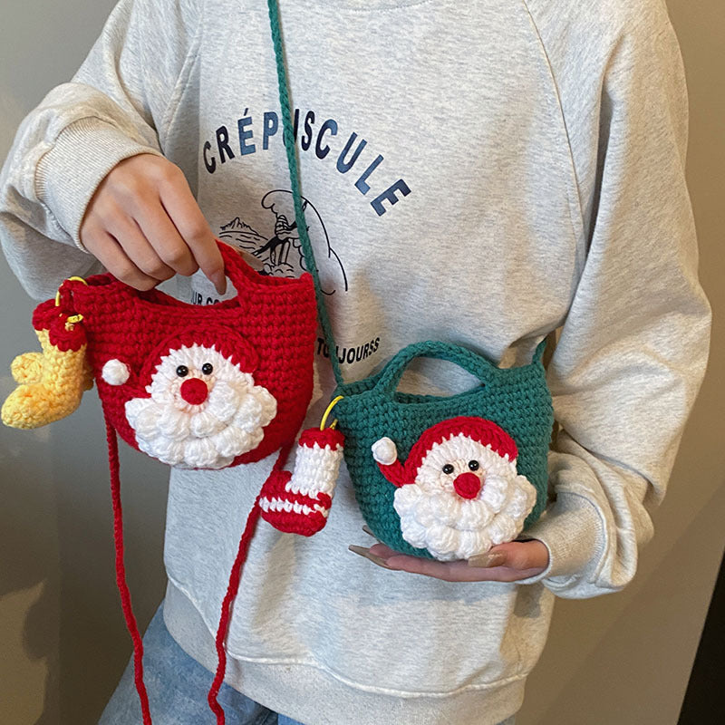 Christmas pure handmade woolen knitted bag new style women&